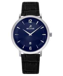 Westar Profile Leather Strap Blue Dial Quartz 50219STN104 Mens Watch
