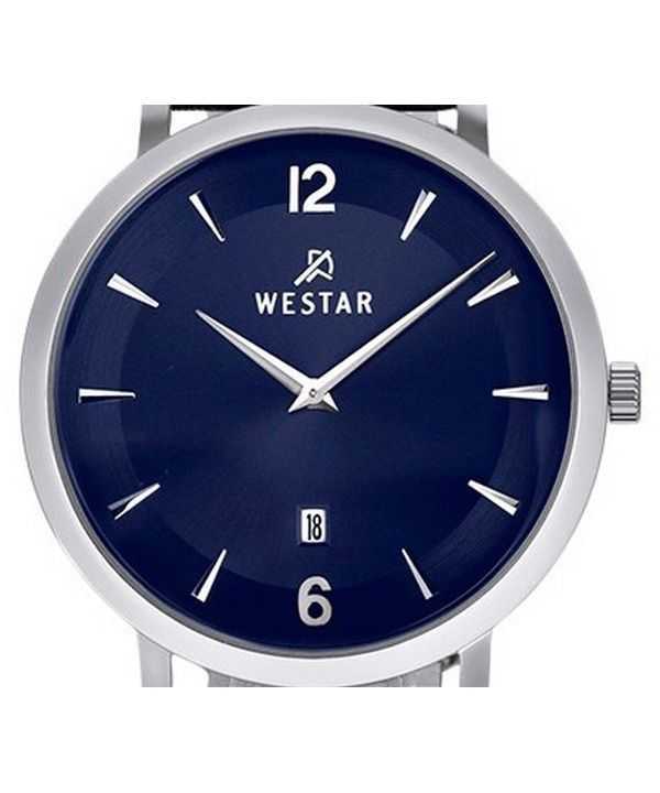 Westar Profile Leather Strap Blue Dial Quartz 50219STN104 Mens Watch
