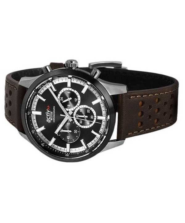 Westar Activ Chronograph Leather Strap Black Dial Quartz 90265SBN123 Men's Watch