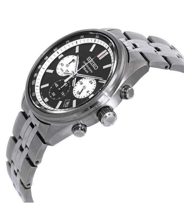 Seiko Chronograph Stainless Steel Black Dial Quartz SSB429P1 100M Men's Watch