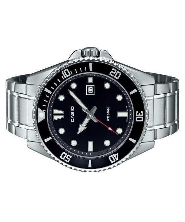 Casio Standard Analog Stainless Steel Black Dial Quartz MDV-107D-1A1 200M Mens Watch