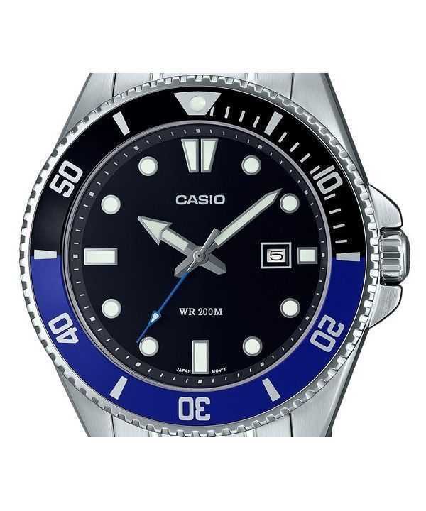 Casio Standard Analog Stainless Steel Black Dial Quartz MDV-107D-1A2 200M Mens Watch