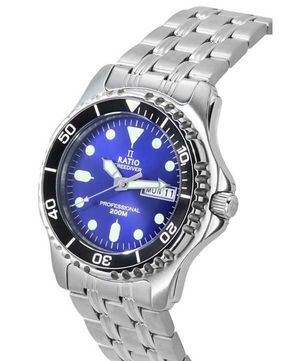 Ratio FreeDiver Professional Sapphire Sunray Blue Dial Quartz 36JL140-BLU 200M Men's Watch
