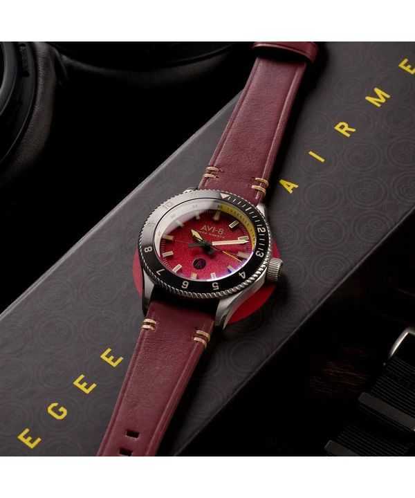 AVI-8 Flyboy Tuskegee Airmen Limited Edition Ramitelli Red Dial Quartz AV-4103-04 Mens Watch With Extra Strap