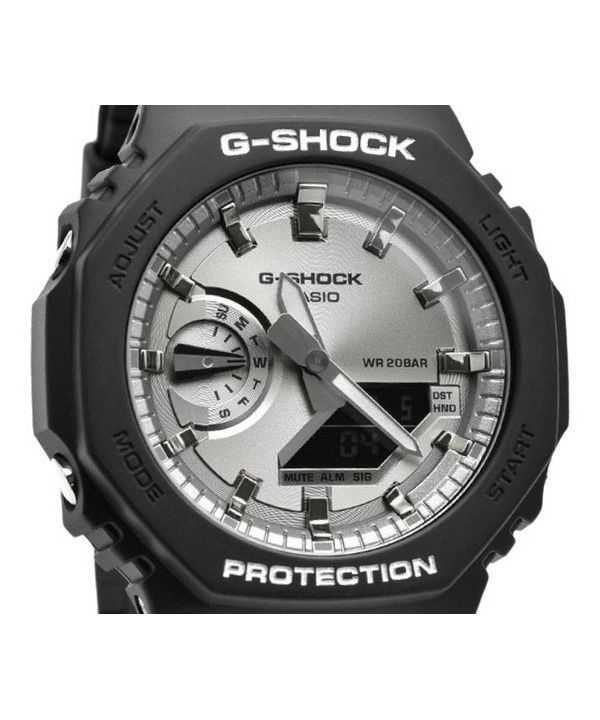 Casio G-Shock Analog Digital Black And Silver Color Resin Strap Quartz GA-2100SB-1A 200M Mens Watch