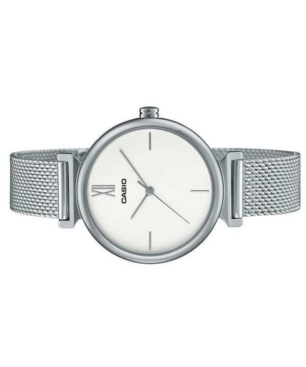 Casio Analog Stainless Steel Silver Dial Quartz LTP-2024VM-7C Womens Watch With Bangle Set