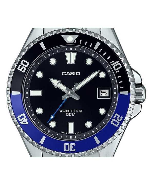 Casio Standard Analog Stainless Steel Black Dial Quartz MDV-10D-1A2 Mens Watch