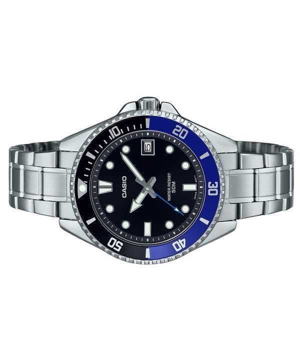 Casio Standard Analog Stainless Steel Black Dial Quartz MDV-10D-1A2 Mens Watch