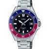 Casio Standard Analog Pepsi Bezel Stainless Steel Black Dial Quartz MDV-10D-1A3 Mens Watch