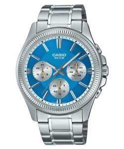 Casio Enticer Analog Stainless Steel Ice Blue Dial Quartz MTP-1375D-2A2 Mens Watch