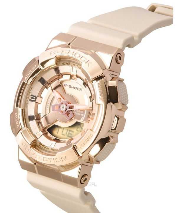 Casio G-Shock Analog Digital Resin Strap Rose Gold Tone Quartz GM-S110PG-4A 200 Women's Watch