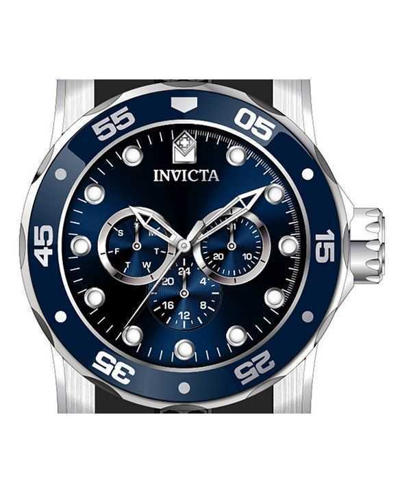Invicta Pro Diver Scuba GMT Silicone Strap Blue Dial Quartz 45722 100M Men's Watch
