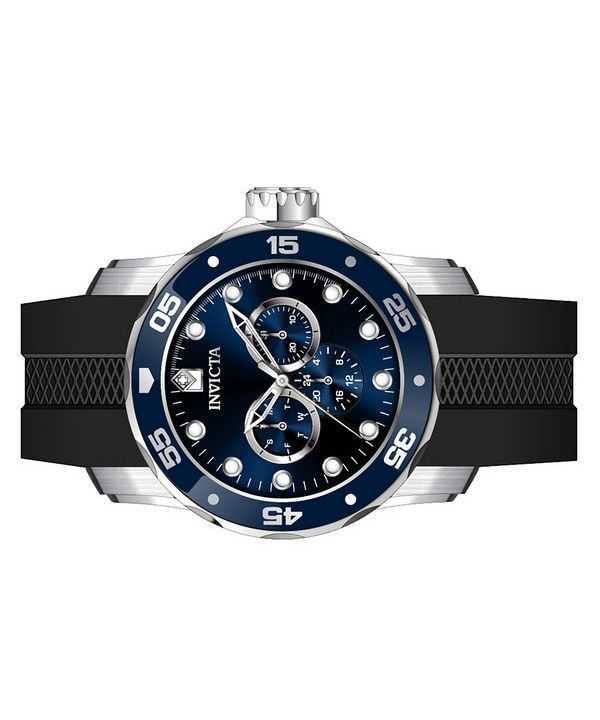 Invicta Pro Diver Scuba GMT Silicone Strap Blue Dial Quartz 45722 100M Men's Watch