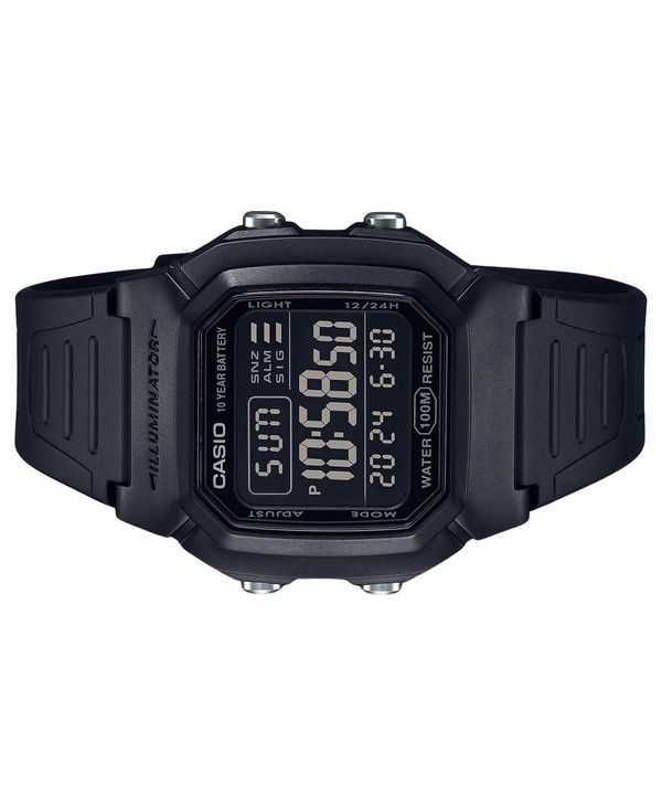 Casio Digital Black Dual Time Resin Strap Quartz W-800H-1BV 100M Men's Watch