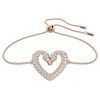 Swarovski Una Rose Gold Tone Swan Neck Heart Bracelet With Clear Crystal 5628658 For Women