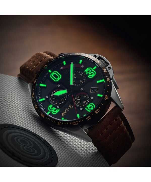 AVI-8 P-51 Mustang Blakeslee Chronograph Bronze Oak Quartz AV-4077-02 Mens Watch
