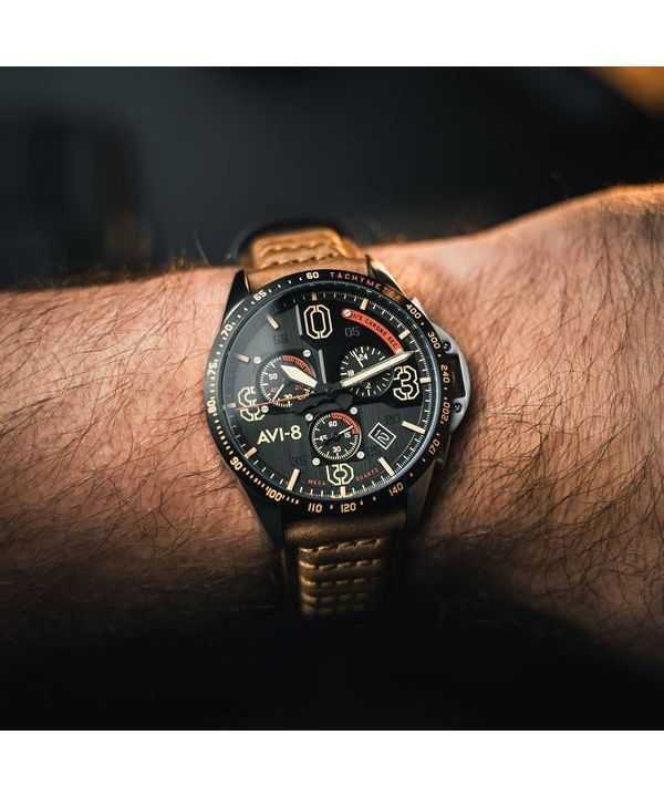 AVI-8 P-51 Mustang Blakeslee Chronograph Bronze Oak Quartz AV-4077-02 Mens Watch