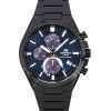 Casio Edifice Analog Chronograph Black Ion Plated Stainless Steel Blue Dial Solar EQS-950DC-2A 100M Men's Watch
