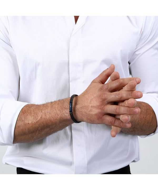 Maserati Jewels Recycled Leather And Stainless Steel Bracelet JM222AVE03 For Men