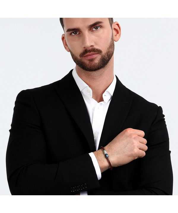 Maserati Jewels Recycled Leather And Stainless Steel Bracelet JM223AVE15 For Men