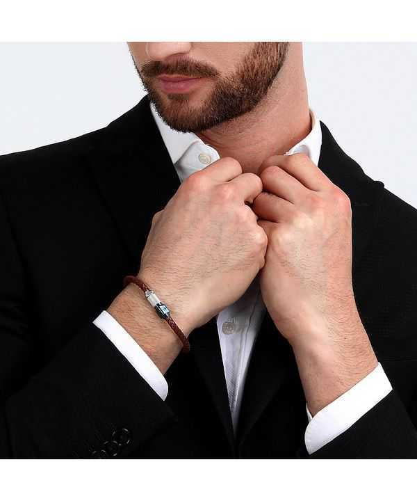 Maserati Jewels Recycled Leather And Stainless Steel Bracelet JM223AVE15 For Men