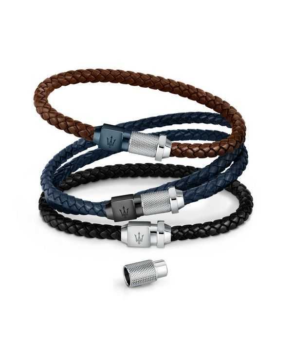 Maserati Jewels Recycled Leather And Stainless Steel Bracelet JM223AVE15 For Men