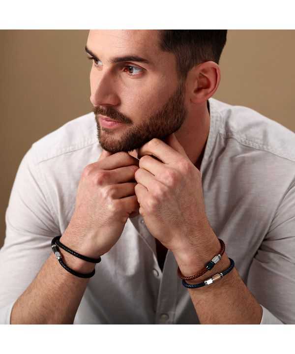 Maserati Jewels Recycled Leather And Stainless Steel Bracelet JM223AVE15 For Men