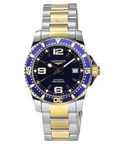 Longines HydroConquest Two Tone Stainless Steel Blue Dial Automatic Divers L3.742.3.96.7 300M Mens Watch