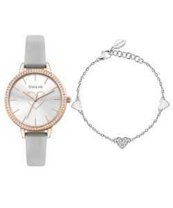 Oui & Me Amourette Crystal Accents Leather Strap Silver Dial Quartz ME010289 Women's Watch With Extra Bracelet