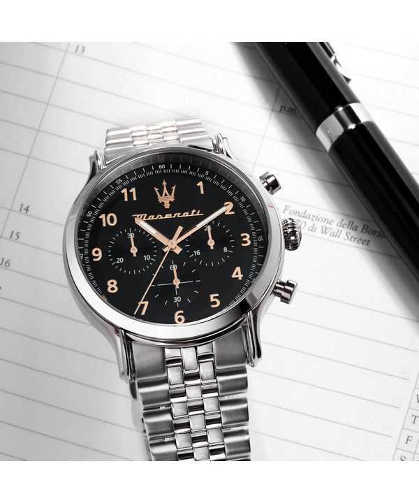 Maserati Epoca Limited Edition Chronograph Stainless Steel Black Dial Quartz R8873618029 100M Men's Watch