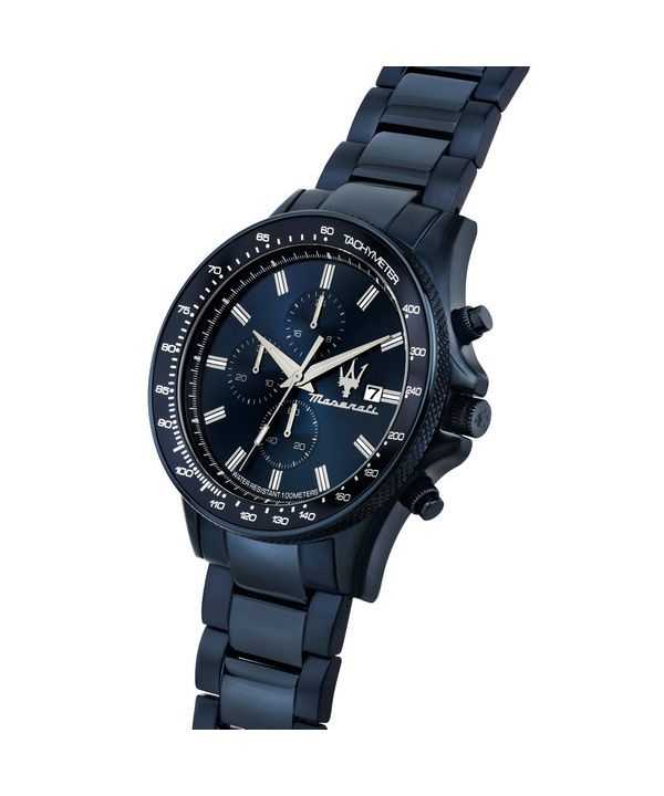 Maserati Sfida Sport Chronograph Stainless Steel Blue Dial Quartz R8873640023 100M Men's Watch
