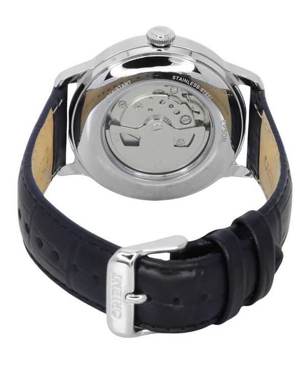 Orient Bambino Version 9 Sun And Moon Phase Leather Strap White Dial Automatic RA-AK0802S10B Men's Watch