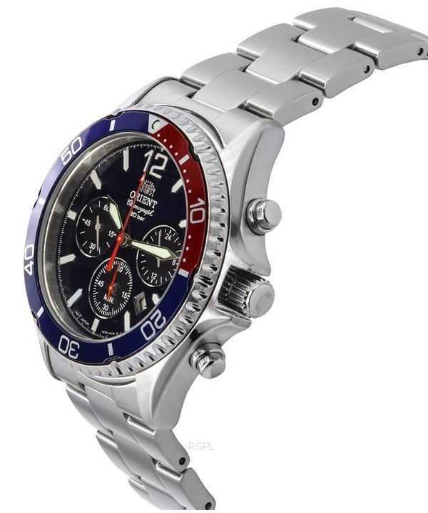 Orient Chronograph Stainless Steel Black Dial Solar Diver's RA-TX0201L10B 200M Men's Watch