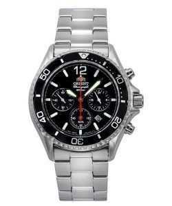 Orient Chronograph Stainless Steel Black Dial Solar Diver's RA-TX0202B10B 200M Men's Watch