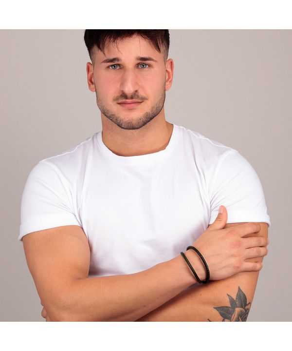 Morellato Moody Leather And Stainless Steel Bracelet SQH35 For Men