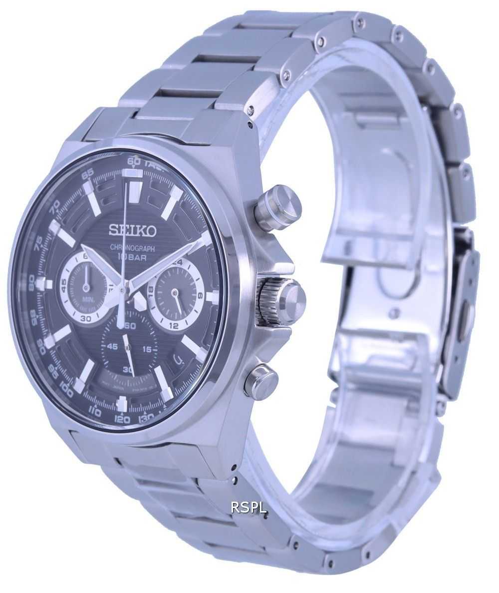 Seiko Neo Sports Chronograph Black Dial Quartz SSB397 SSB397P1 SSB397P 100M Mens Watch