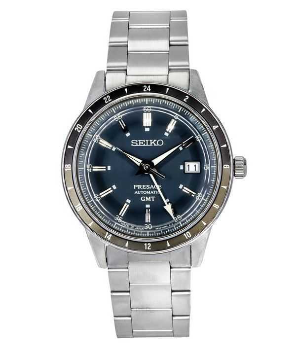 Seiko Presage Style60s GMT Stainless Steel Blue Dial Automatic SSK009J1 Mens Watch