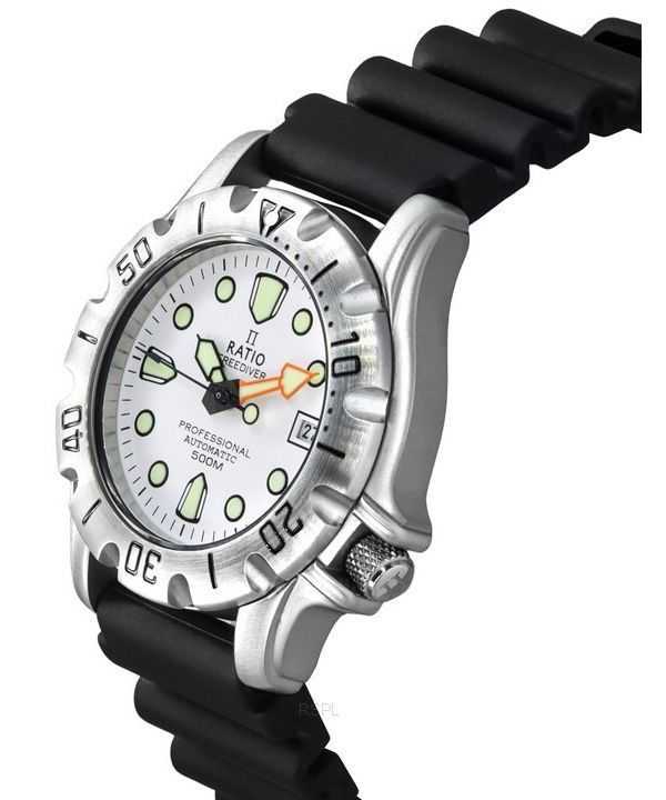 Ratio FreeDiver Professional 500M Sapphire White Dial Automatic 32BJ202A-WHT Mens Watch
