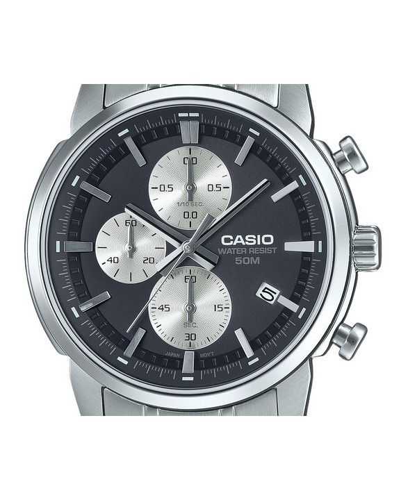 Casio Standard Analog Chronograph Stainless Steel Black Dial Quartz MTP-E510D-1A2V Men's Watch