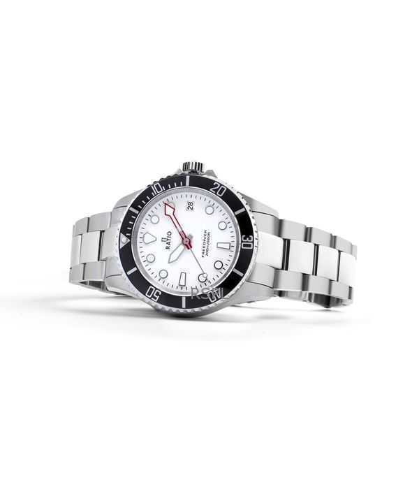 Ratio FreeDiver Sapphire Stainless Steel White Dial Quartz RTF037 200M Men's Watch - Image 5