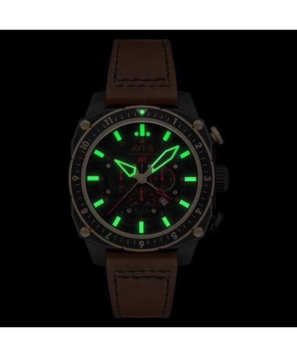 AVI-8 Hawker Hunter Atlas Dual Time Chronograph Jade Black Dial Quartz AV-4100-09 Mens Watch