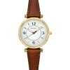 Fossil Carlie Brown Leather Strap Crystal Accents Silver Dial Quartz ES5297 Women's Watch