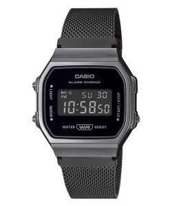 Casio Vintage Digital Stainless Steel Mesh Bracelet Quartz A168WEMB-1B Unisex Watch
