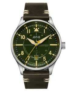 AVI-8 Hawker Hurricane Kent Automatic Hampshire Leather Strap Green Dial AV-4094-03 Men's Watch