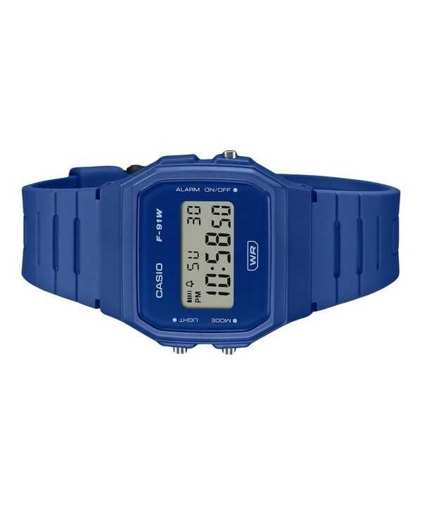 Casio POP Digital Blue Bio Based Resin Strap Quartz F-91WB-2A1 Unisex Watch