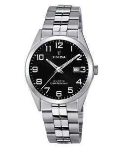 Festina Classics Stainless Steel Black Dial Quartz F20437-4 100M Men's Watch