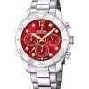 Festina Boyfriend Chronograph Stainless Steel Red Dial Quartz F20603-2 100M Women's Watch