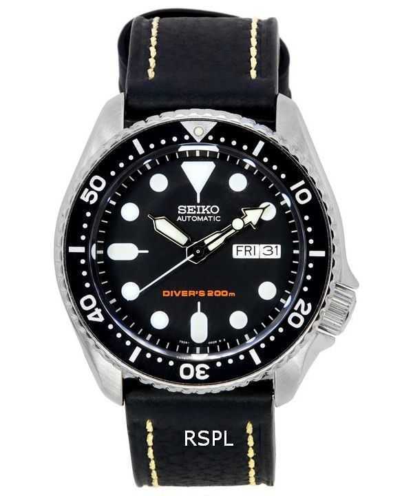 Seiko Automatic Diver's Ratio Black Leather SKX007K1-LS2 200M Men's Watch