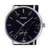 Casio Standard Analog Black Leather Strap Marble Inspired Black Dial Quartz MTP-VT01LM-1A Men's Watch