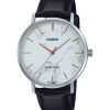 Casio Standard Analog Black Leather Strap Marble Inspired White Dial Quartz MTP-VT01LM-7A Men's Watch